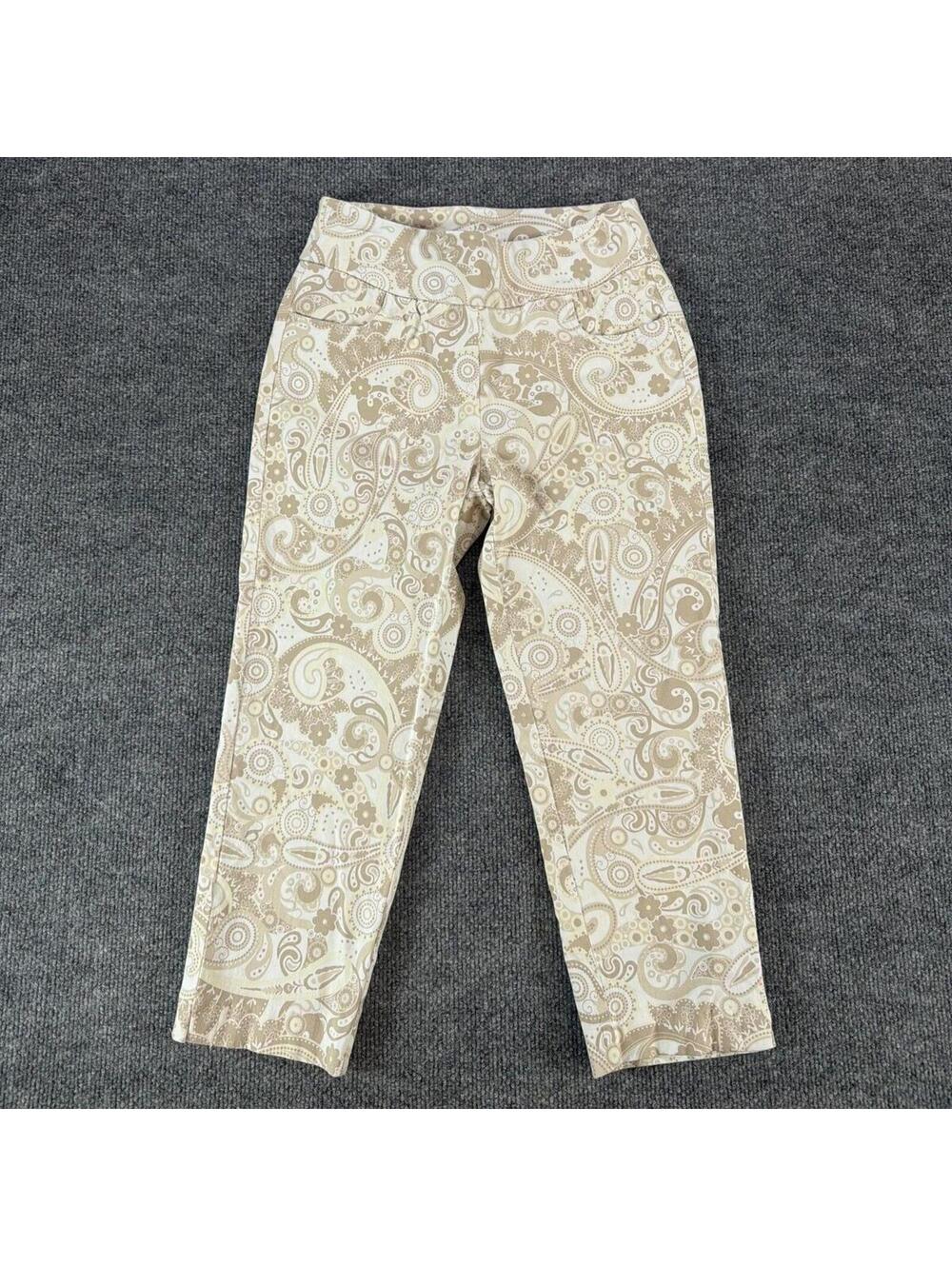 Lulu-B Beige Paisley Print Floral Pants Sz 4 - Euro Summer, Capris, Spring